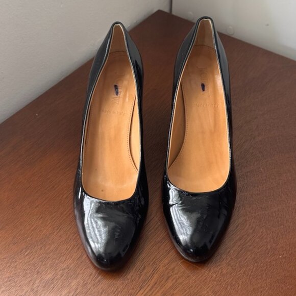 J.Crew Patent Black Wedge Heels - Size 6.5 - Picture 3 of 5